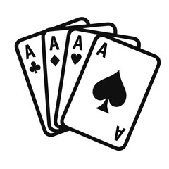 A stunning vector illustration of four aces, representing a powerful hand in poker and other card games. This iconic image symbolizes luck, skill, victory, and the thrill of the game, perfect for casi