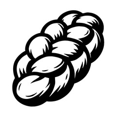Black & White Braided Bread Loaf Vector Icon. A classic bakery staple, perfect for menus, food blogs, recipes, & branding. Symbolizes fresh baked goods, homemade comfort, & rich culinary tradition. Ev