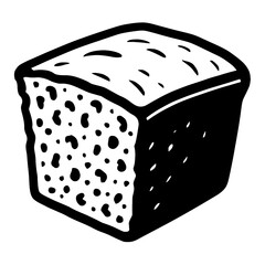 Artisanal Black & White Line Art of a Hearty Bread Loaf, Showcasing its Rustic Texture and Porous Crumb. Perfect for Bakery Logos, Culinary Graphics, Food Blogging, and Vintage Kitchen Decor Designs.