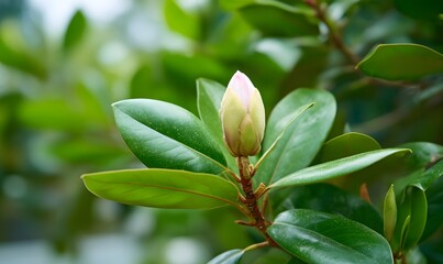 Obraz premium a close-up of a magnolia flower bud blooming
