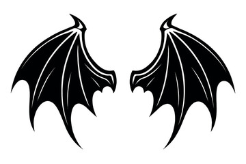 Striking black stylized bat or demon wings vector art, perfect for gothic fantasy designs, Halloween themes, mythical creature illustrations, tattoo concepts, dark aesthetic graphic elements, and powe