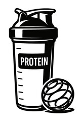 Premium Protein Shaker Bottle with Whisk Ball Illustration for Fitness Enthusiasts & Gym Goers &ndash; Essential Nutrition Supplement Container for Smooth Post-Workout Drinks & Healthy Lifestyle Support