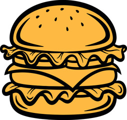 Delicious double cheeseburger with lettuce and cheese layers ready to eat.