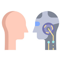 human to robot flat icon design