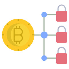 bitcoin block chain flat icon design