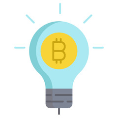 bitcoin idea bulb flat icon design