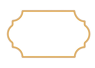 Shiny golden 3d frame with ornate decoration. Ornamental luxury border in oriental style. Indian decorative element. Vector illustration for certificate, stamp, vignette, label, badge, various design