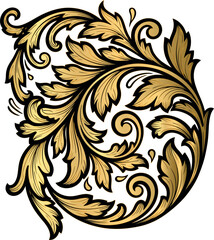 Obraz premium Golden Baroque Ornament with Intricate Leaf and Scroll Details.