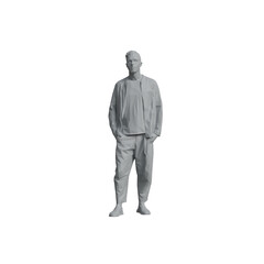 Low poly man standing isolated on transparent background