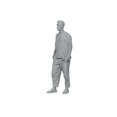Low poly man standing isolated on transparent background