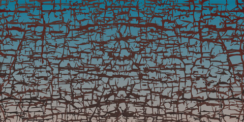 Aged craquelure texture with a fine network of dark cracks over a blue and beige gradient background.