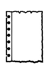 Obraz premium Versatile Blank Notebook Paper Page with Binder Holes and Hand-Drawn Ripped Edges, Vector Illustration for Digital Planners, Bullet Journals, Scrapbooking, Note-Taking Apps, To-Do Lists, Textures, Bac