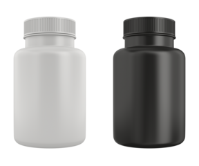 Black and white medicine bottle on white background. Isolated 3D illustration