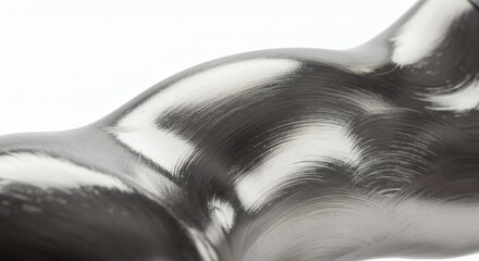 Abstract glossy metallic shape with transparent background commercial design element