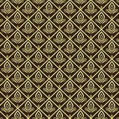 Elegant Art Deco floral pattern background with rich golden and brown tones