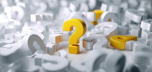 The question mark standing golden amid a sea of white question marks