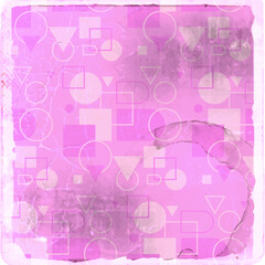 Abstract Pink Geometric Vintage Watercolor Vector Background.