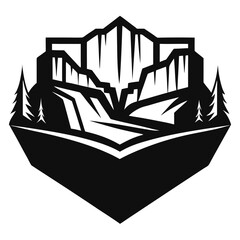 Canyon Crest Silhouette Vector – Mountain Landscape Nature Design