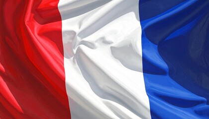 French national flag with vertical blue white and red stripes and textured fabric for cultural editorial political branding and European identity-themed visuals