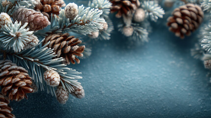 Branch With Pine Cone And Snow Flakes - Christmas Holidays Background