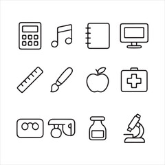 Education and Learning thin line icons set. 