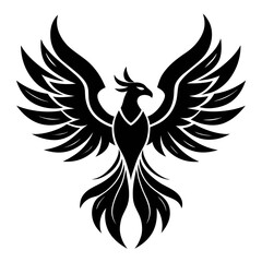 Phoenix birds vector clean black silhouette design white background