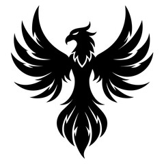 Obraz premium Phoenix birds vector clean black silhouette design white background