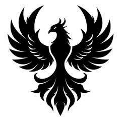 Phoenix birds vector clean black silhouette design white background