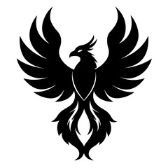 Phoenix birds vector clean black silhouette design white background