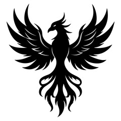 Phoenix birds vector clean black silhouette design white background