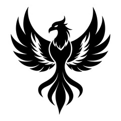 Phoenix birds vector clean black silhouette design white background