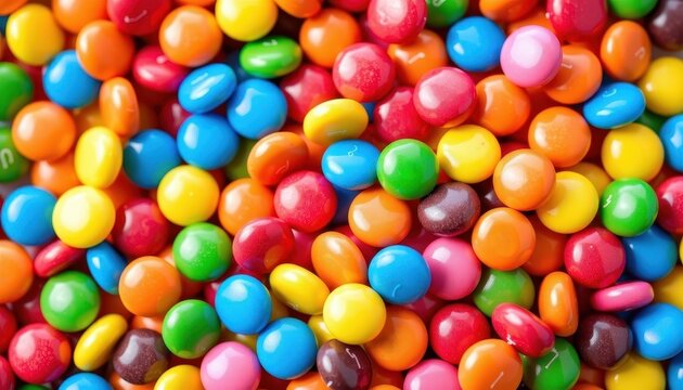 Rainbow Candy Assortment: A vibrant mix of colorful sweets, perfect for parties, celebrations, or a sweet treat. Each color bursts with delicious flavor!, rainbow, chocolate, fun