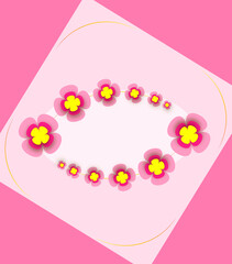 pink heart with flowers card design.