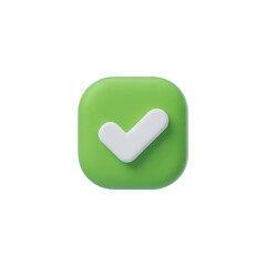 Modern 3d app icon a green square with a white checkmark a symbol of success