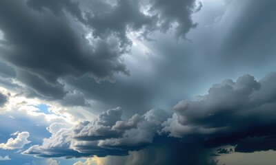 Obraz premium Dramatic timelapse of dark storm clouds gathering and rolling across the sky, showcasing intense weather patterns, weather photography, cloudscape, dark clouds