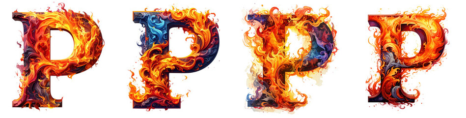 flame pattern letter P high-resolution text artwork featuring delicate patterns and clarity.