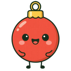 Cute cartoon Christmas ornament with happy face
