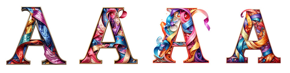 ribbon pattern letter A artistic letter composition with exquisite details and visual charm.