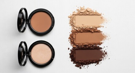 Fototapeta premium Various shades of face powder makeup for different skin tones