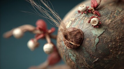 A detailed close up of an avocado seed in natural light