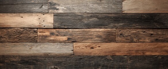 The Wooden Plank Wall Background Featuring Rustic Reclaimed Wood Texture and Warm Tones