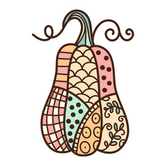 Pastel pink patchwork pumpkin vector illustration, retro style