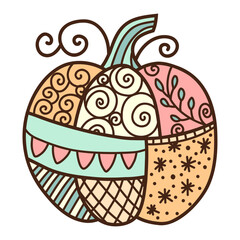 Pastel pink patchwork pumpkin vector illustration, retro style