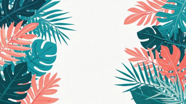 Vibrant floral pattern with pink and teal hues, ideal for backgrounds or wallpapers.