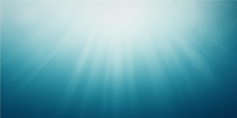 Deep blue ocean water beams with sunlight rays and a starburst shine across the underwater texture