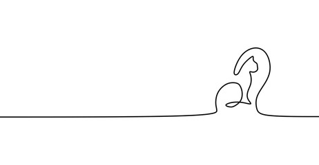 Continuous line drawing. cat. Vector illustration.