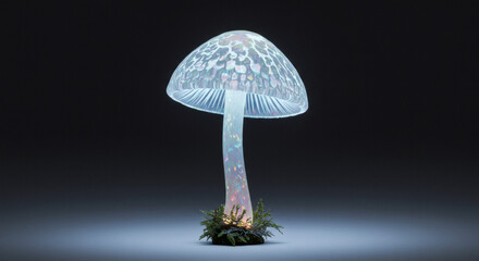 Glowing mushroom illustration with transparent background for design projects and concepts