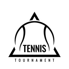 Tennis ball tournament icons. Original sign in a black and white color. Symbol or emblem. Vector illustration.