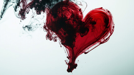 Heart Shaped Red Ink Flow in Water Representing Love and Emotion