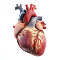 Naklejka premium highly detailed and realistic illustration of a human heart, showcasing its anatomical features with precision. Below is an in-depth